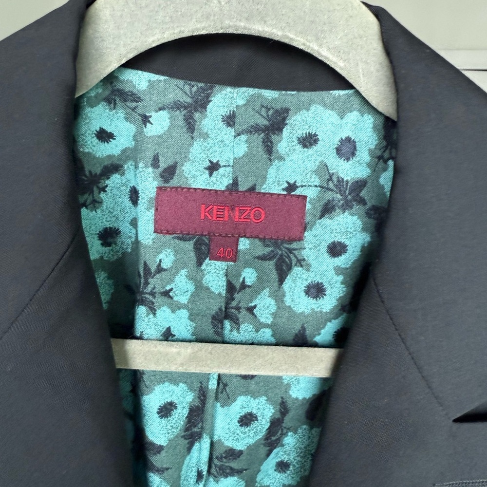 KENZO Paris Black Wool Blazer Sz 40 100% Laine Wool Statement Piece w/ Character - Picture 3 of 9